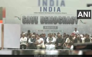 Read more about the article "Save Democracy": INDIA Bloc Leaders Protest Over Mass Suspension Of MPs