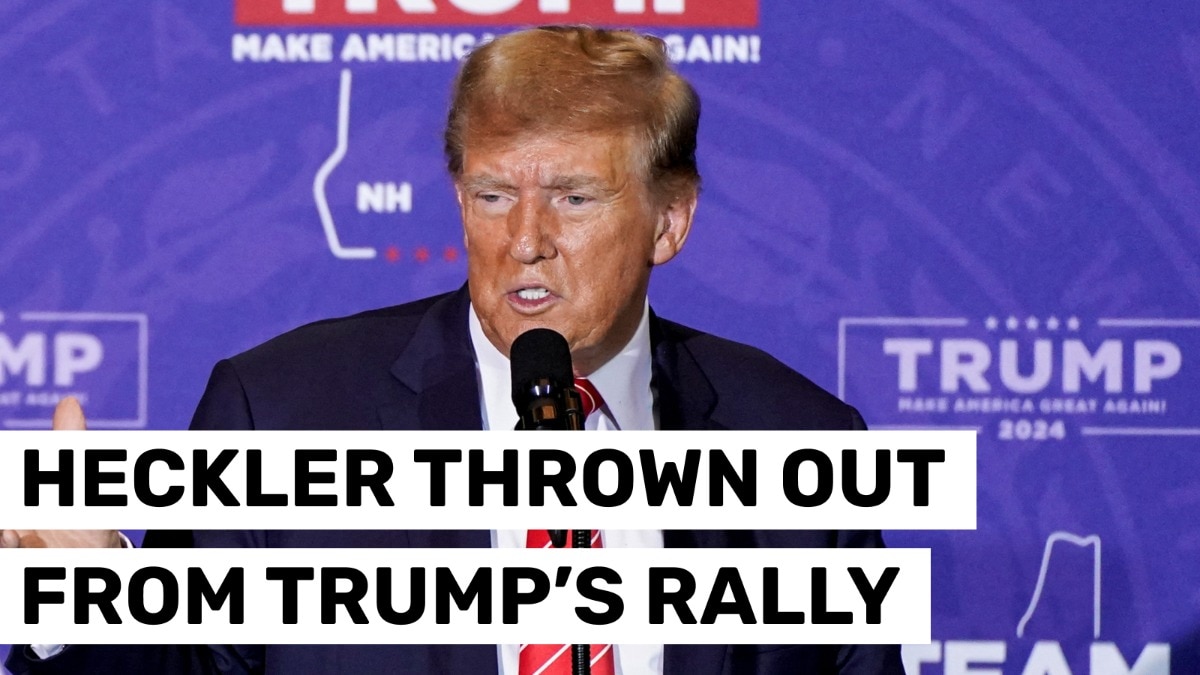 You are currently viewing US presidential polls: Donald Trump asks security to throw heckler out at New Hampshire rally | Watch