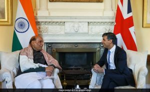 Read more about the article Defence Minister Rajnath Singh Meets UK PM Rishi Sunak In London
