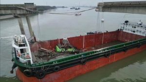 Read more about the article Ship rams bridge, plunging cars into river in China’s Guangzhou, 2 dead, 3 missing