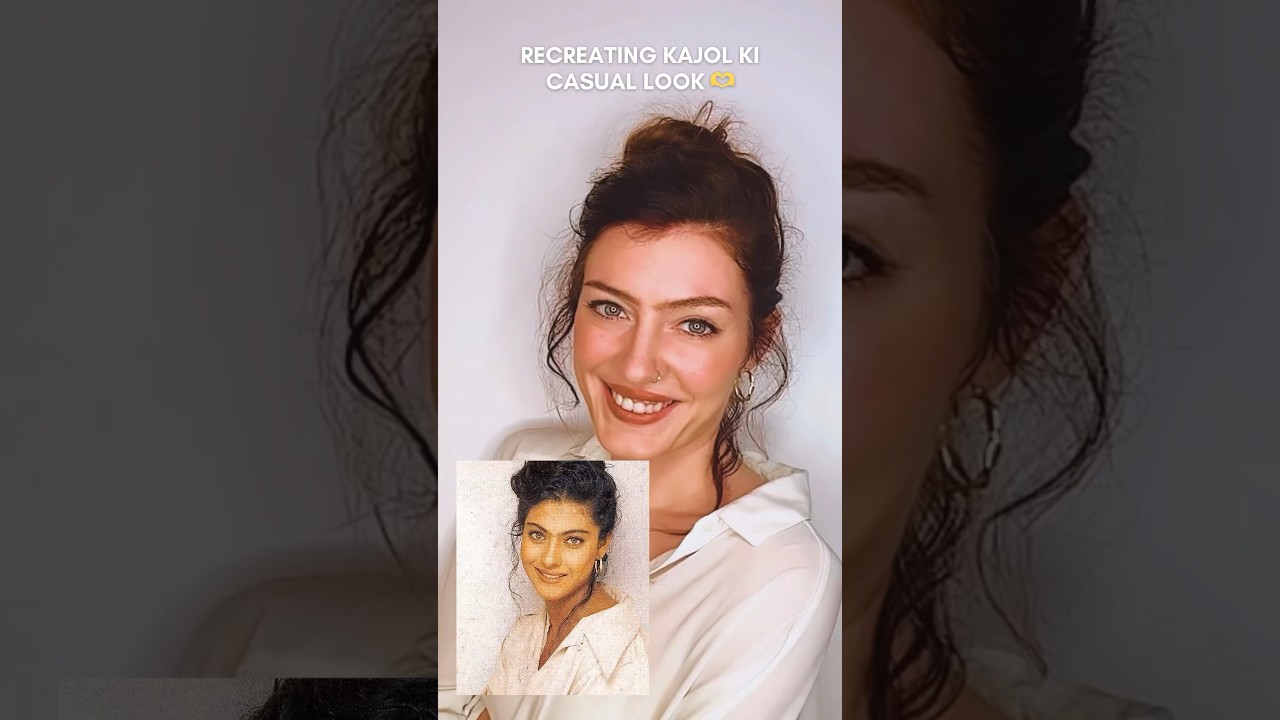 Recreated Kajol ki look 🫶🥹 #india #hindi #foreigner #bollywood #makeup #trending #transition