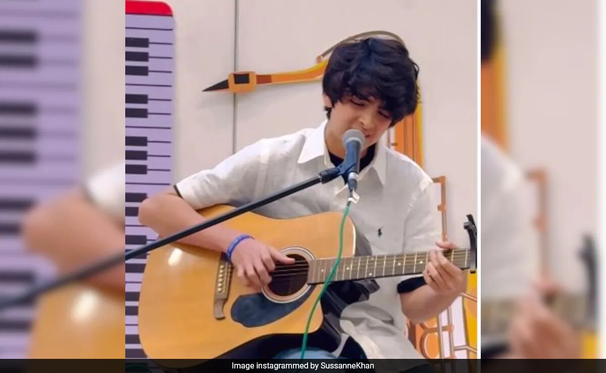 Read more about the article "Proud" Mom Sussanne Khan's Post For Son Hridaan Roshan Playing Guitar