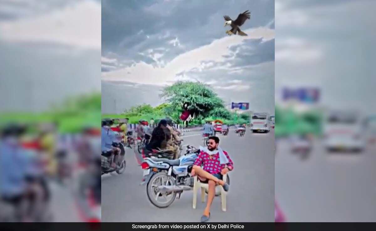 Man Sits On Chair, Parks Bike In Middle Of Delhi Road For Reel, Arrested