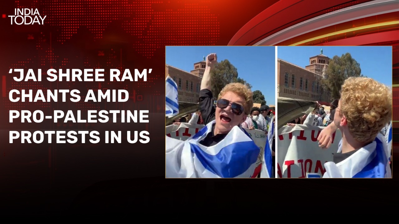 Pro-Palestine protests in US universities: Man chants ‘Jai Shree Ram’ amid protests