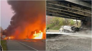 Read more about the article Connecticut highway shut after tanker bursts in flames, damages bridge, watch video