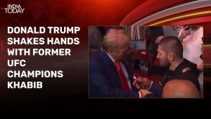 Read more about the article Donald Trump shakes hands with UFC champion Khabib Nurmagomedov