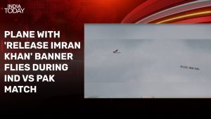 Read more about the article Plane with ‘Release Imran Khan’ banner flies over stadium during Ind vs Pak match