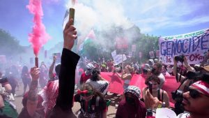 Read more about the article Pro Palestine protesters surround White House, throw smoke flares, visuals viral on social media, videos