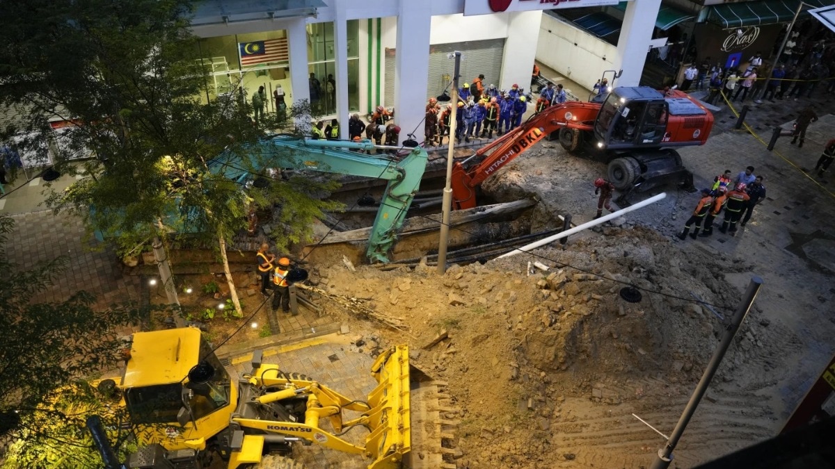 Indian woman tourist falls into sinkhole after pavement collapses in Malaysia