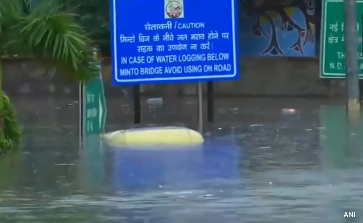 Auto, School Bus Get Stuck In Waterlogged Delhi Underpass, 3 Rescued