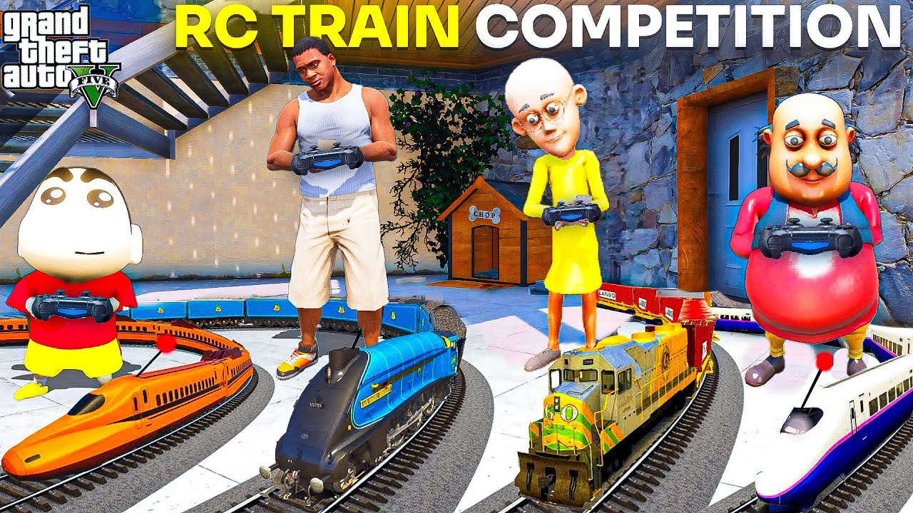 Shinchan Franklin Doraemon Stoping Train in GTA V Telugu