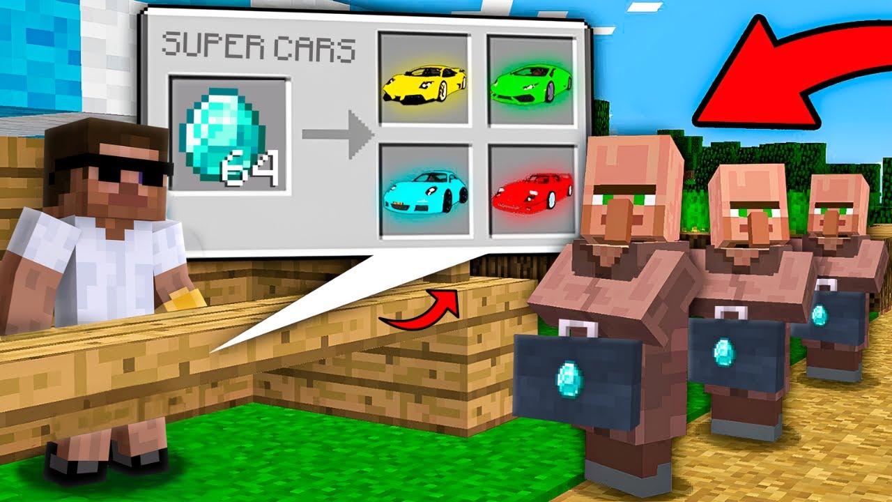 Selling SUPER CARS to Villagers in Minecraft 🚗🚗