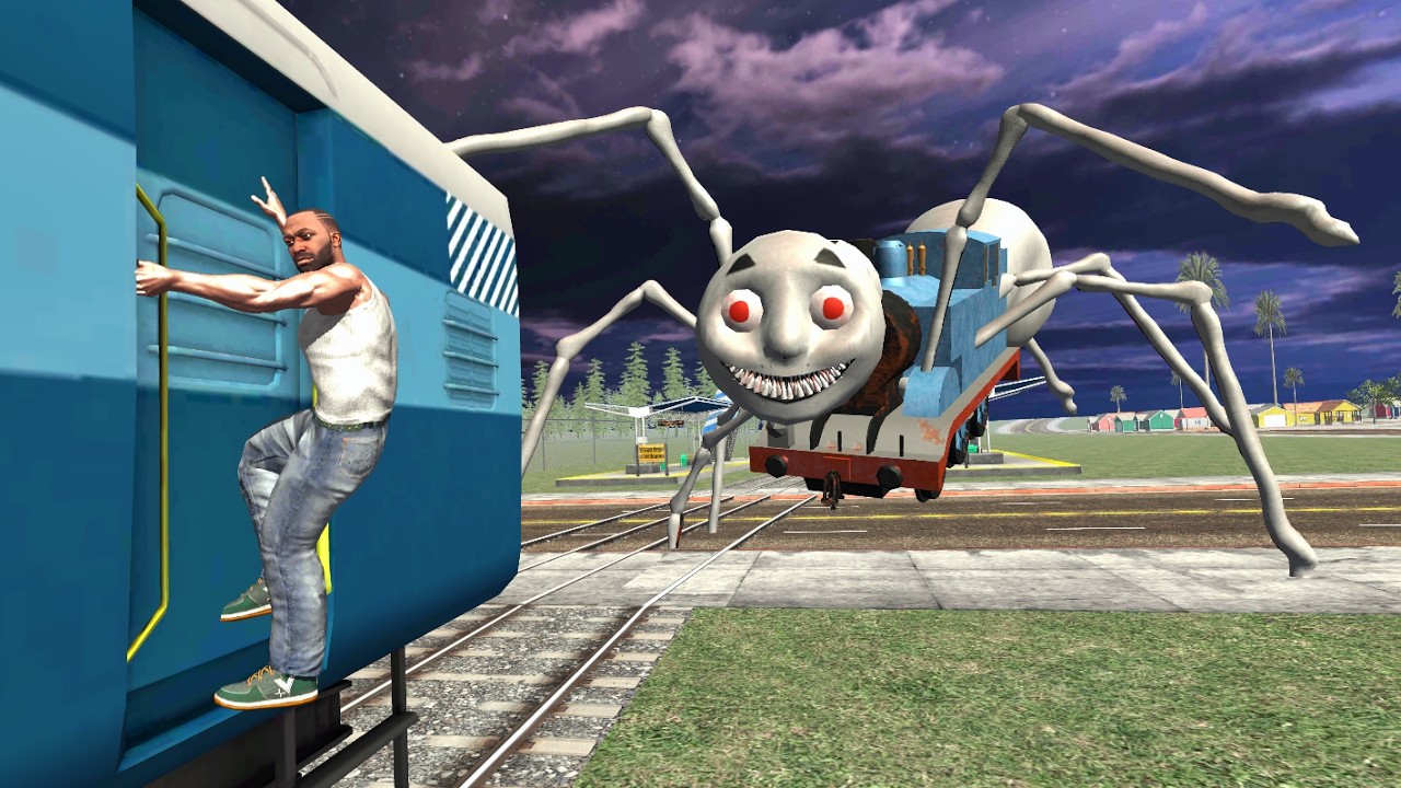 Franklin Fight Horror Thomas Train in Indian Bike Driving 3D