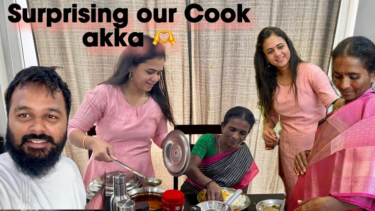 Revealing our Cook அக்கா 😍 Surprising her on 4th year Entry With US | Hussain Manimegalai