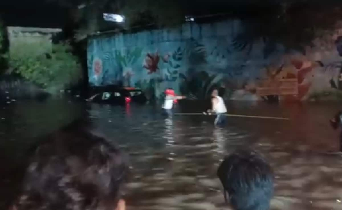 Video Shows How Rescuers Pulled Out Car Stuck In Flooded Faridabad Underpass