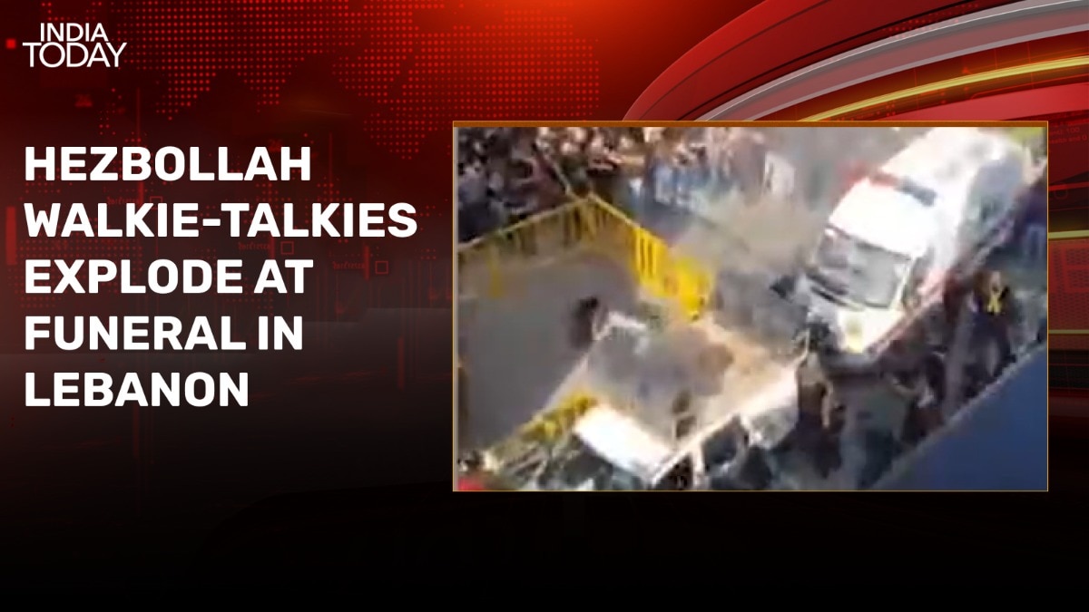 Video: Hezbollah walkie-talkies explode at funeral for pager explosion victims