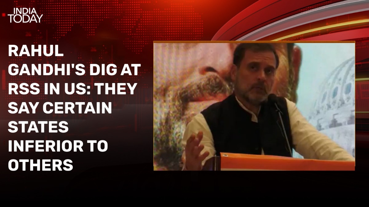 Rahul Gandhi’s fresh dig at RSS in US: They say certain states inferior to others