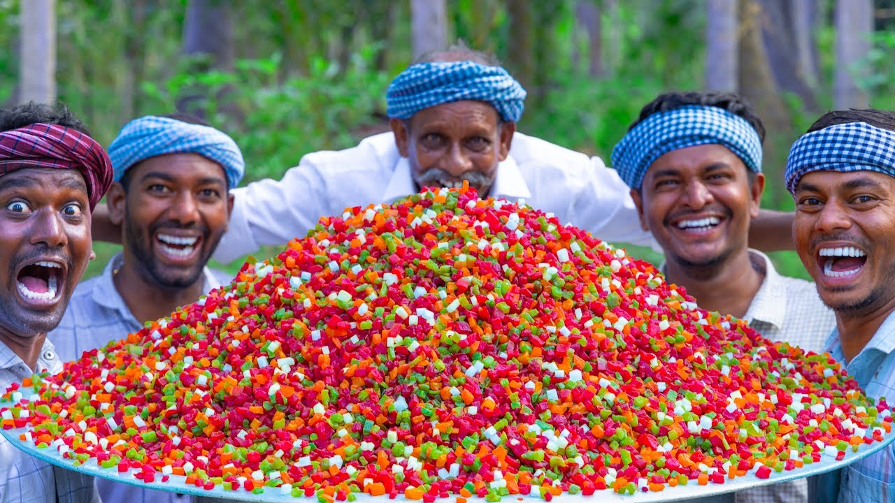 CANDY | COLORFUL TUTTI FRUTTI Candy with Ice Cream | Papaya Harvesting and Cooking in Village