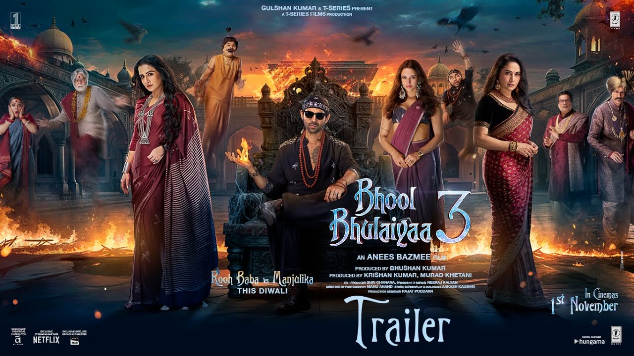 Bhool Bhulaiyaa 3 (Official Trailer): Kartik Aaryan,Vidya B,Madhuri D,Triptii | Anees B | Bhushan K