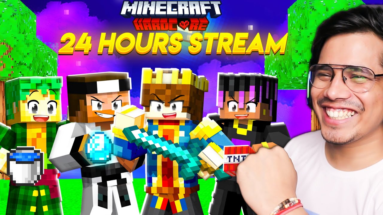 24 Hrs MINECRAFT HARDCORE IRL MARATHON STREAM