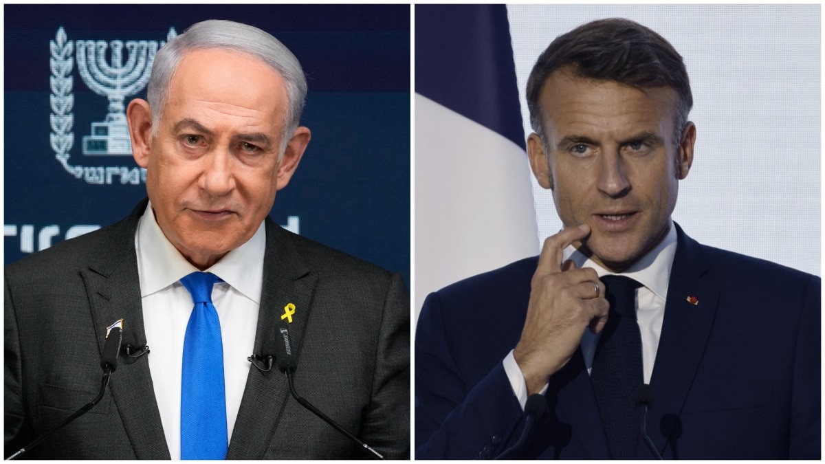 Benjamin Netanyahu bashes France’s Emmanuel Macron for call to halt sales of arms to Israel use din Gaza