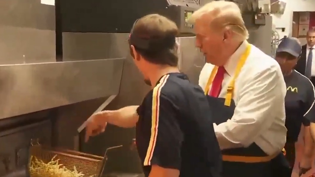 Watch: Trump puts on apron, turns ‘fry cook’ at McDonald’s Philadelphia