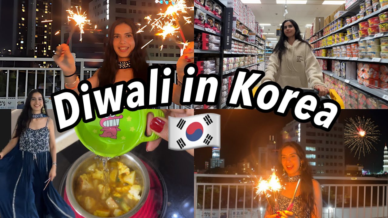 🇰🇷My first Diwali in Korea 💓| shopping, cooking at home 👩🏻‍🍳🛍️