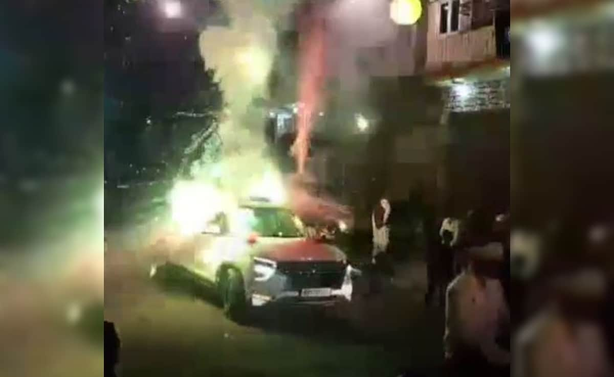 Video: Man Bursts Crackers From Car's Sunroof, Runs As It Catches Fire