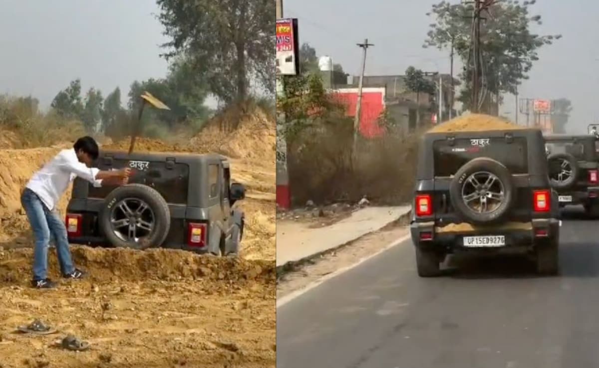 Viral Stunt: Man Races With Mud Piled On Thar SUV, Lands In Trouble