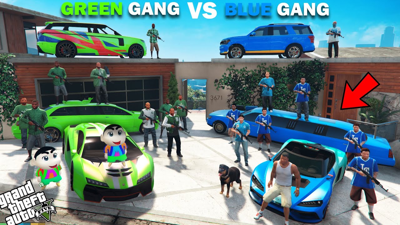 Shinchan Green Gang VS Franklin Blue Gang Car Collection In GTA 5!