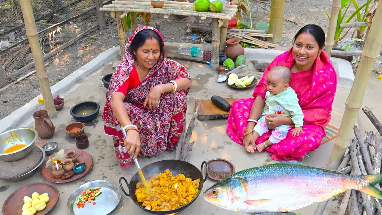 Hilsha fish & Duck curry cooking for our Special Guest | জোড়া ইলিশ সঙ্গে শীতের স্পেশাল হাঁসের মাংস