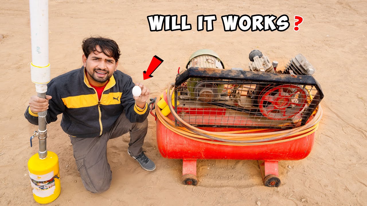 Trying Egg + Air Compressor – क्या एक अंडा ईंट को तोड़ सकता है ?…Egg Vs Brick | Day 4