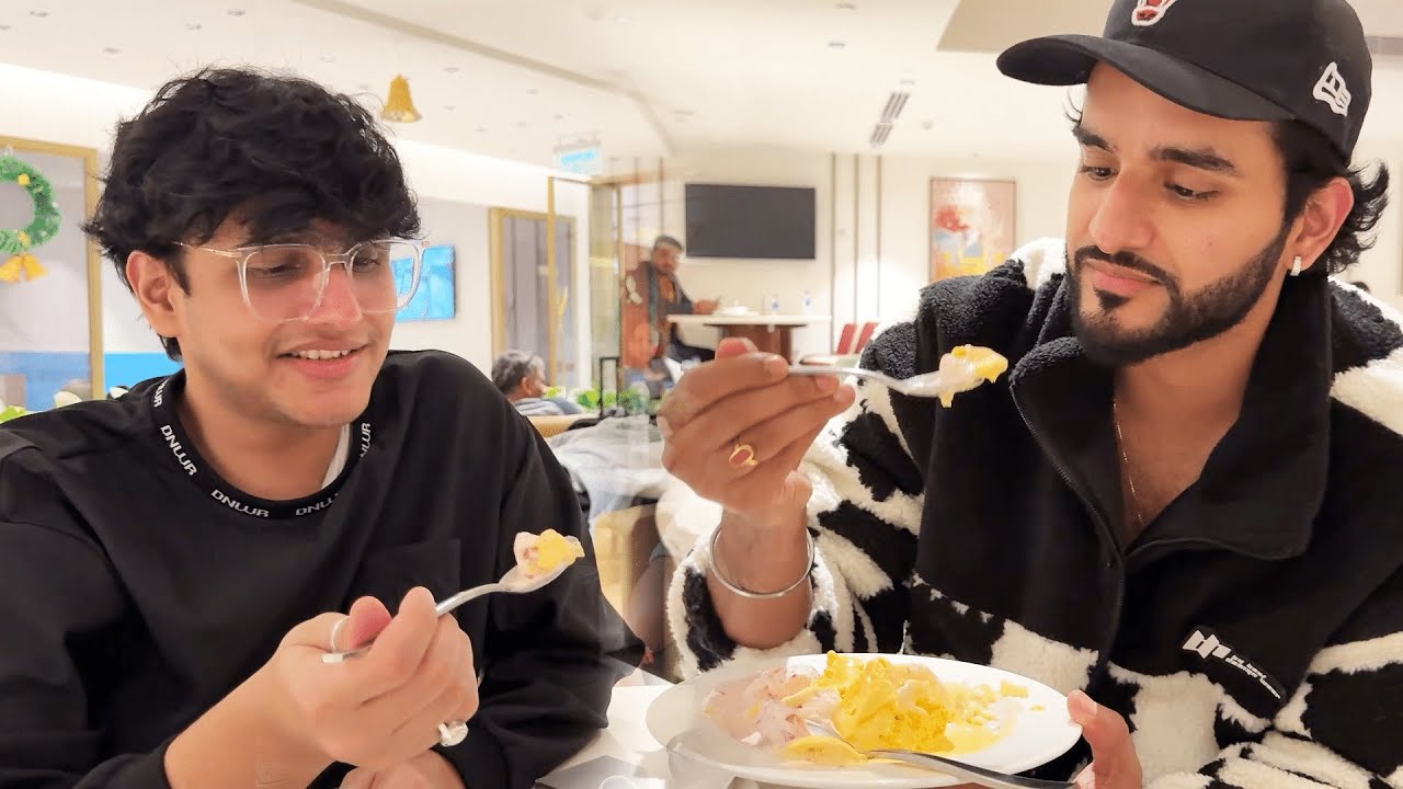 Ice cream eating challenge on airport