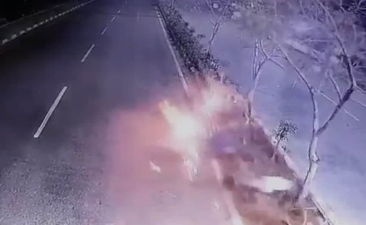 On CCTV, 2 Dead As Bike Hits Divider, Bursts Into Flames In Hyderabad