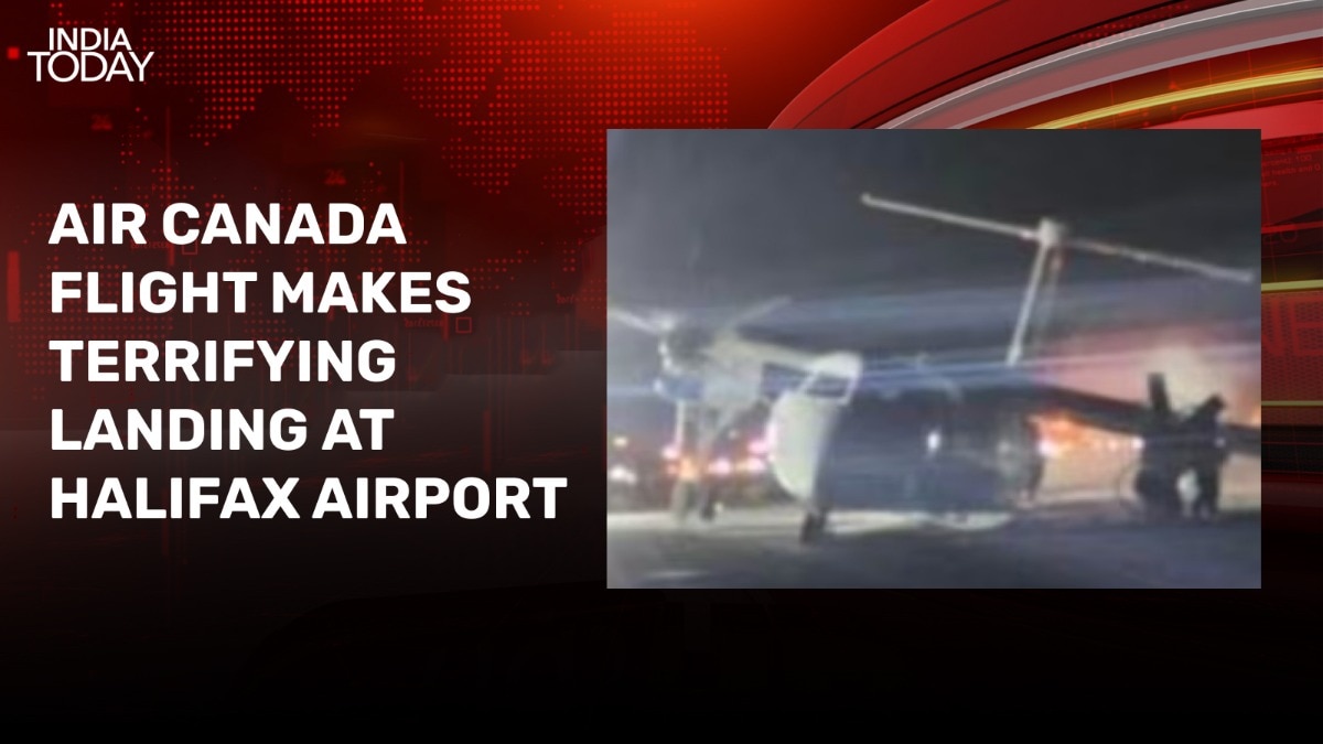 Air Canada flight skids on runway, catches fire after landing gear malfunction