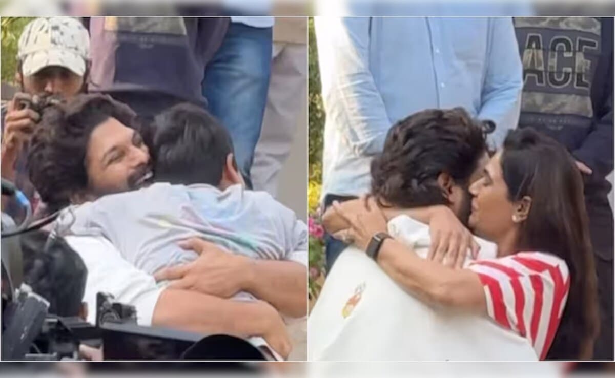 Allu Arjun Hugs Teary-Eyed Wife Sneha Reddy, Kisses Kids After Spending A Night In Jail. Watch