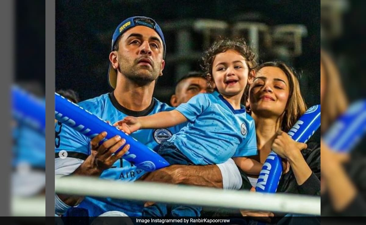 Bleed Blue With Ranbir Kapoor And Raha Kapoor. Alia Bhatt Kisses Daughter During Football Match