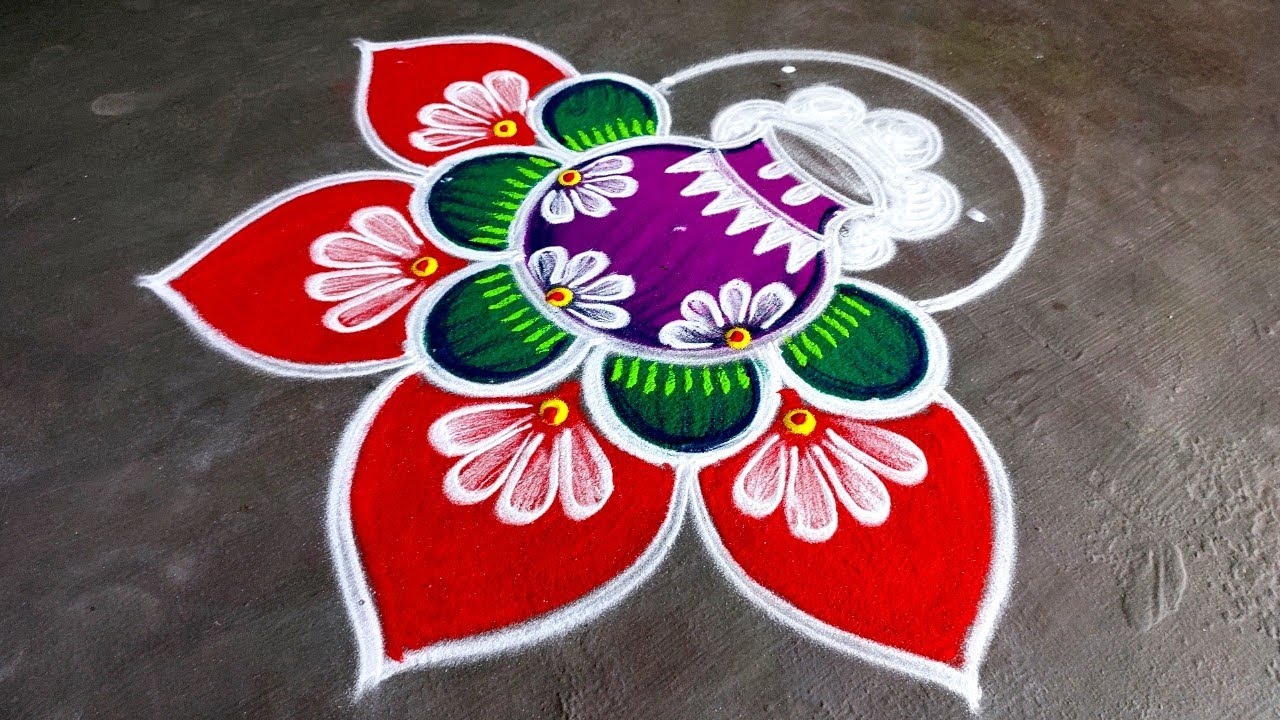 Bhogi Pongal pot rangoli🌻/Thai Pongal Paanai kolam🌻/sankranti chukala muggulu🌻/super Amazingrangoli