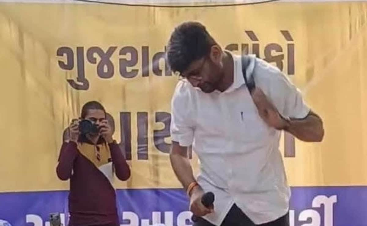 Video: AAP Leader Takes Out His Belt, Flogs Himself At Gujarat Public Meet