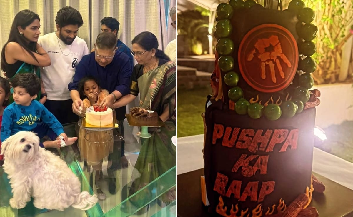 Inside Allu Arjun's Father's Birthday Celebrations Topped With A Pushpa-Themed Cake